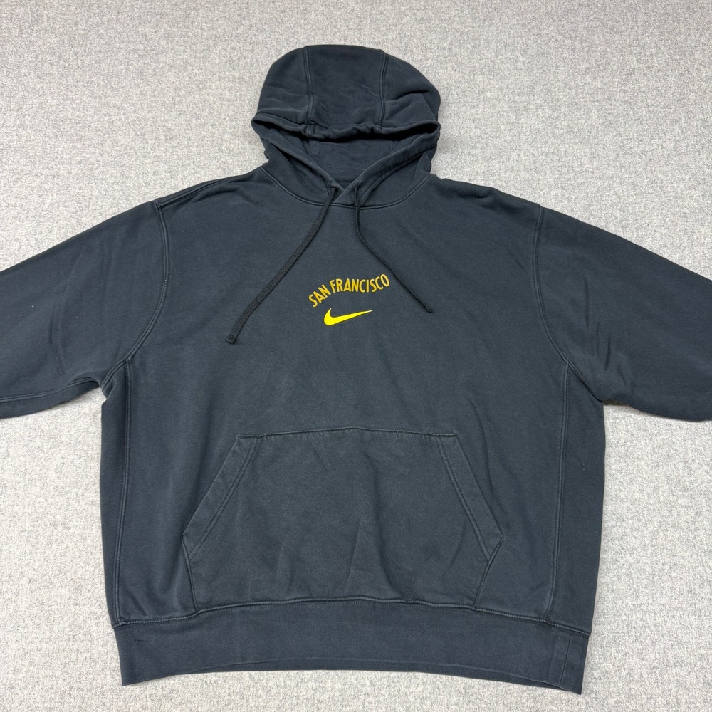 Nike NBA San Francisco Hoodie XL Black Yellow Swoosh Pullover Fleece 1411
